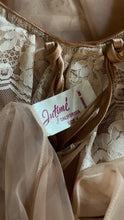 Load image into Gallery viewer, Dreamy 1970's vintage Cappuccino Beige and Ivory cream chiffon peignoir Robe