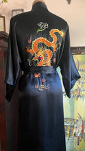 Load image into Gallery viewer, Elegant Black Satin Embroidered Dragon Robe