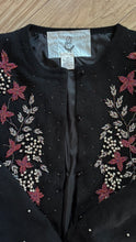 Load image into Gallery viewer, Darling Beaded Black Angora Rabbit Cardigan Sweater made in Hong Kong