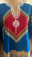 Load image into Gallery viewer, Outrageous 1970’s Vintage Angel Sleeve Infinity Knot Dashiki Print Caftan Kaftan Dress