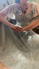 Load image into Gallery viewer, Stunning 1930’s Vintage Eggshell Blue Jacquard and Tulle Dress
