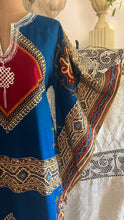 Load image into Gallery viewer, Outrageous 1970’s Vintage Angel Sleeve Infinity Knot Dashiki Print Caftan Kaftan Dress