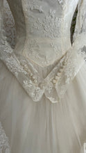 Load image into Gallery viewer, Breathtaking 1950’s Vintage White Tulle and Lace Bridal Gown Wedding Dress