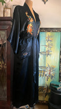 Load image into Gallery viewer, Elegant Black Satin Embroidered Dragon Robe
