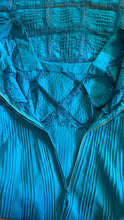 Load image into Gallery viewer, Beautiful 1970's vintage Bright Turquoise Blue Cotton and lace Mexican dress