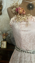 Load image into Gallery viewer, Soft Lilac 1980’s vintage pink satin and lace dress