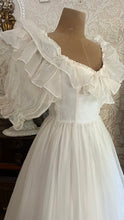 Load image into Gallery viewer, Fairytale 1980’s Vintage Dove White Silk Organza Bridal Gown by Laura Ashley