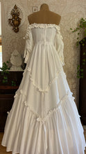 Load image into Gallery viewer, Fairytale 1984 Vintage Off the Shoulder White Cotton Bridal Gown by Laura Ashley