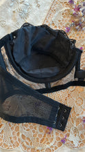 Load image into Gallery viewer, Darling 1950’s Vintage Black Illusion Lace Strapless Bra by Lilyette 36A