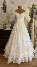 Load image into Gallery viewer, Fairytale 1980’s Vintage Dove White Silk Organza Bridal Gown by Laura Ashley