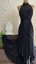 Load image into Gallery viewer, Amazing 1980’s Vintage Black Draped and Ruched Mermaid Dress