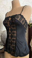Load image into Gallery viewer, 1970’s Vintage Black Nylon and Lace Camisole by Formfit Rogers
