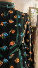 Load image into Gallery viewer, Rare Marigold Print 1970’s vintage black calico Gunne Sax midi dress
