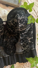 Load image into Gallery viewer, Gorgeous 1950’s Vintage Black Illusion Lace Bustier by Lady Marlene 34C