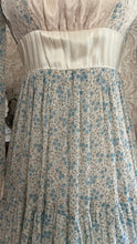 Load image into Gallery viewer, 1970’s Vintage Blue Rose Print Gunne Sax Dress
