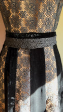 Load image into Gallery viewer, Fantastic 1970’s Vintage Black Velvet and Illusion Lace Maxi Dress