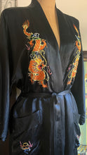 Load image into Gallery viewer, Elegant Black Satin Embroidered Dragon Robe
