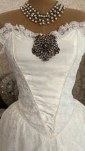 Load image into Gallery viewer, Stunning 1980’s Vintage White Satin and Tiered Lace Dream Dress