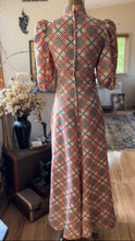Load image into Gallery viewer, Handmade Vintage Houndstooth Plaid Print Maxi Dress