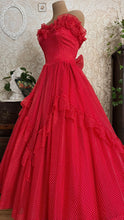 Load image into Gallery viewer, Heart Stopping 1980's vintage Red Swiss Dot Chiffon Gunne Sax gown