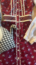 Load image into Gallery viewer, Childs 1970’s vintage Red Floral and Plaid Calico Jeunnes Filles Gunne Sax dress