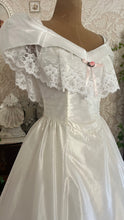 Load image into Gallery viewer, Spectacular 1980’s Vintage White Lace and Chiffon Mesh Dream Dress