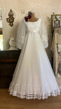 Load image into Gallery viewer, Breathtaking 1970’s Vintage White Chiffon Bridal Gown Wedding Dress by Lorrie Deb of San Francisco