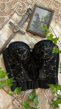 Load image into Gallery viewer, Gorgeous 1950’s Vintage Black Illusion Lace Bustier by Lady Marlene 34C
