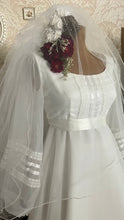 Load image into Gallery viewer, Breathtaking 1970’s Vintage White Chiffon Bridal Gown Wedding Dress by Lorrie Deb of San Francisco