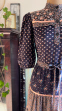 Load image into Gallery viewer, 1970’s Vintage Wild Rose Calico Drawstring Tent Dress by Young Edwardian
