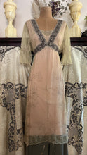 Load image into Gallery viewer, Old Stock 2000’s era Green Embroidered Net and Ecru Cotton Dress by Nataya