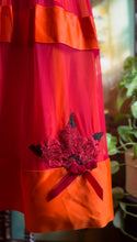 Load image into Gallery viewer, Reworked 1950’s Vintage Red Silk Chiffon and Orange Satin Dress