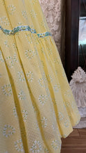 Load image into Gallery viewer, Handmade vintage Yellow Flocked Heart Wreath Voile Princess Dress