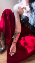 Load image into Gallery viewer, 1970’s Vintage Blood Red Velvet Bell Bottom Palazzo Pants