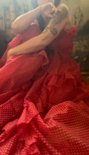 Load image into Gallery viewer, Heart Stopping 1980's vintage Red Swiss Dot Chiffon Gunne Sax gown