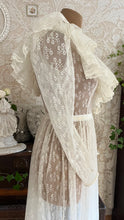 Load image into Gallery viewer, Ethereal Homemade 1970’s Vintage Sheer Ivory Lace Gunne Dress