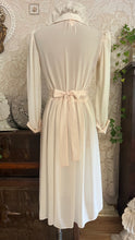 Load image into Gallery viewer, 1970's Vintage Ivory Chiffon and Lace Secretary Dress by R.E.O. Originals