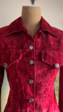 Load image into Gallery viewer, Made in England 1960’s 1970’s Vintage Red Suedette Button Down Shirt Jacket