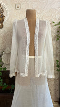 Load image into Gallery viewer, 1970's vintage sheer ivory net lace and pearls Gunne Sax cover up