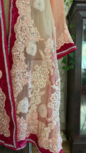 Load image into Gallery viewer, Homemade jeweled ombre pink silk chiffon and fuscia velvet robe