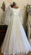 Load image into Gallery viewer, Breathtaking 1970’s Vintage White Chiffon Bridal Gown Wedding Dress by Lorrie Deb of San Francisco