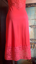 Load image into Gallery viewer, Wonderful 1960’s Vintage Tangerine Orange Nylon and Lace Vanity Fair Slip Nightgown