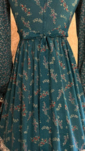 Load image into Gallery viewer, Rare and spectacular Teal Calico 1970’s Vintage Gunne Sax Dress