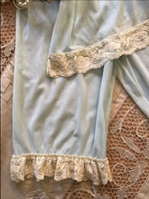 Load image into Gallery viewer, 1980’s Vintage Blue Mesh and Lace BabyDoll Camisole & Bloomer Set by Rosalie