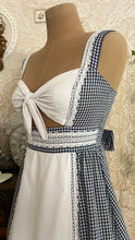 Load image into Gallery viewer, Rare 1970’s Vintage Gingham Calico Front Tie Gunne Sax Maxi Sundress