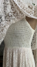 Load image into Gallery viewer, 1980’s Vintage Butter Cream Lace Off Shoulder Candi Jones Dress