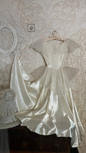 Load image into Gallery viewer, Incredible 1950’s Vintage Liquid Satin and Lace Bridal Dress by Emma Domb