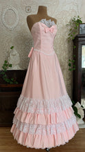 Load image into Gallery viewer, 1980’s Vintage Pink Lace and Taffeta Strapless Dream Dress