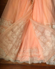 Load image into Gallery viewer, 1970's vintage peachy apricot pink chiffon peignoir nightgown and robe set Intime