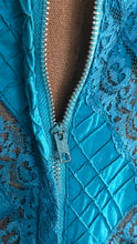 Load image into Gallery viewer, Beautiful 1970's vintage Bright Turquoise Blue Cotton and lace Mexican dress